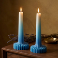 Set of 2 Ombre Large Pillar Candle soy wax candle — lit candle