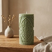 Large Vintage Lace Pillar soy wax candle — detail view