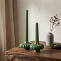 Set of 2 Large Striped Vase Pillar soy wax candle — detail view