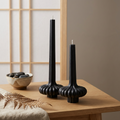 Set of 2 Large Striped Vase Pillar soy wax candle — side view