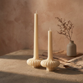 Set of 2 Large Striped Vase Pillar soy wax candle
