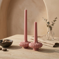 Set of 2 Large Striped Vase Pillar soy wax candle — close-up detail