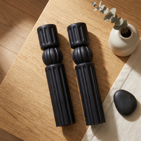 chic-roman-ribbed-pillar-candle-elegant-accent-for-any-space-creates-a-cozy-ambiance-perfect-wedding-or-birthday-gift - lit candle