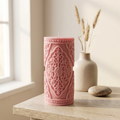 Medium Vintage Lace Pillar Candle soy wax candle — side view