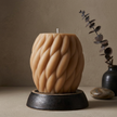 large-twisted-geometric-swirl-candle-sculptural-statement-piece-for-modern-home-decor-unique-gift-for-mom-and-design-lovers - lit candle