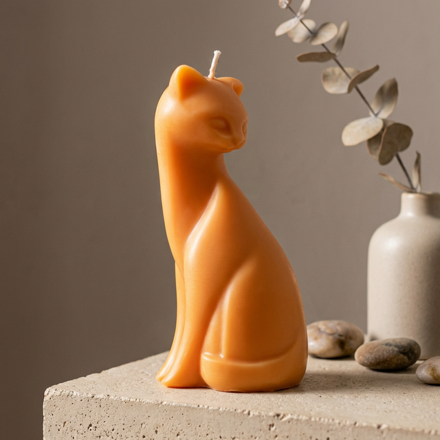 Artisan Cat Candle - Gift for Cat Lovers soy wax candle — lit candle