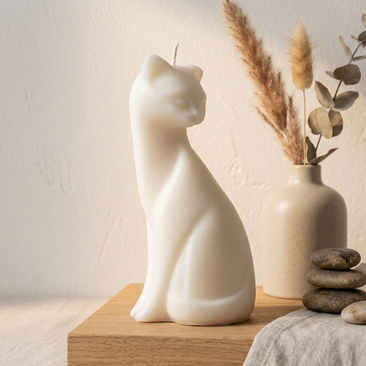 artisan cat candle, cat lover gift, animal candle, sculptural candle, cute feline candle, kitten decor gift, handmade candle gift for her