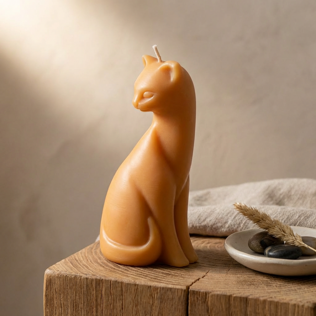 artisan cat candle, cat lover gift, animal candle, sculptural candle, cute feline candle, kitten decor gift, handmade candle gift for her