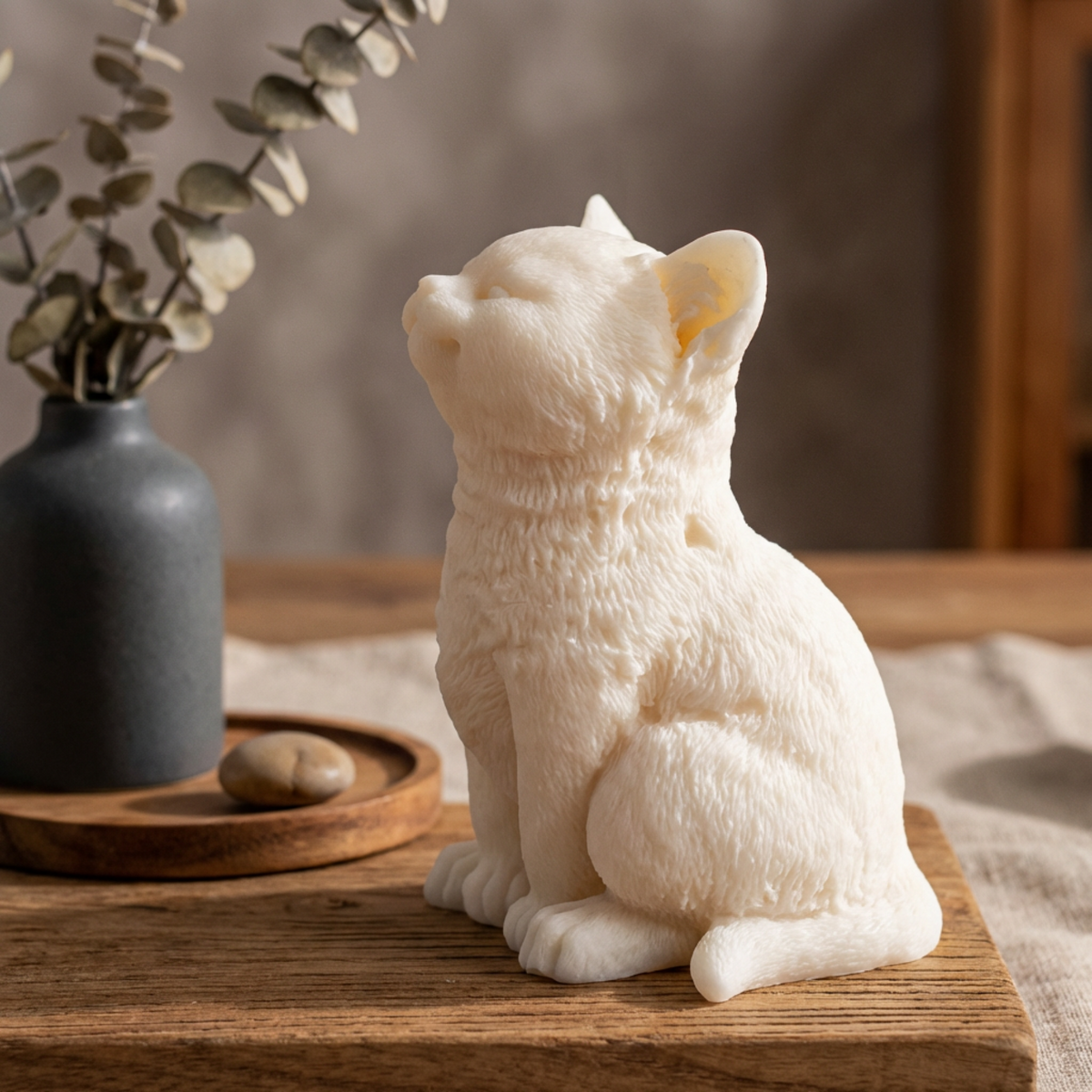 cute cat candle, handmade soy candle, adorable animal candle, sculptural candle, decorative candle, woodland animal candle, natural soy wax candle, eco friendly candle, gift for cat lovers, gift for her candle