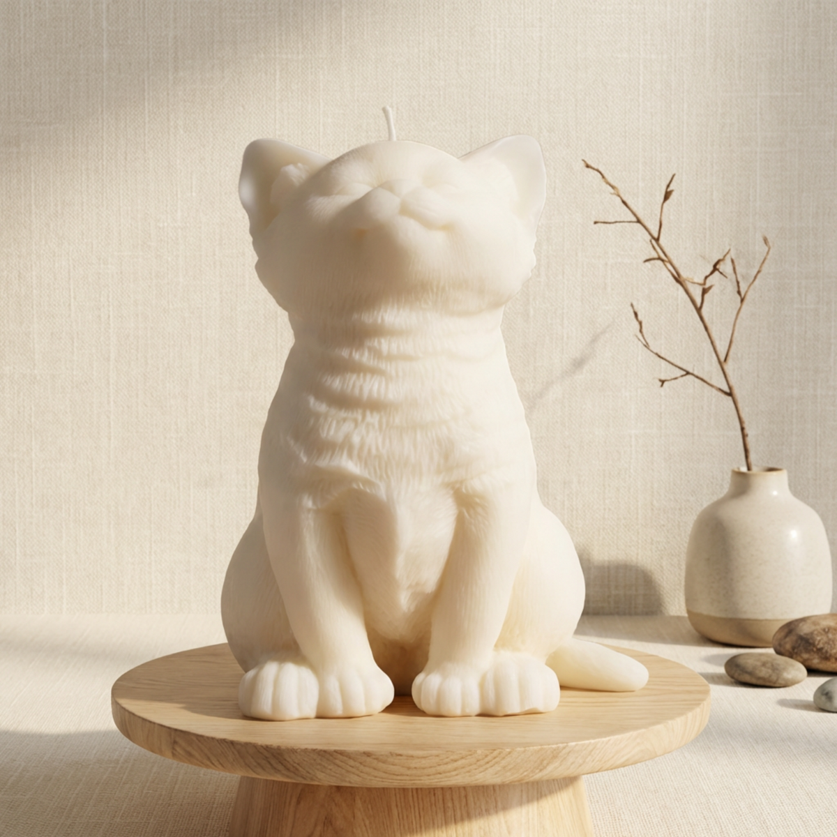 cute cat candle, handmade soy candle, adorable animal candle, sculptural candle, decorative candle, woodland animal candle, natural soy wax candle, eco friendly candle, gift for cat lovers, gift for her candle