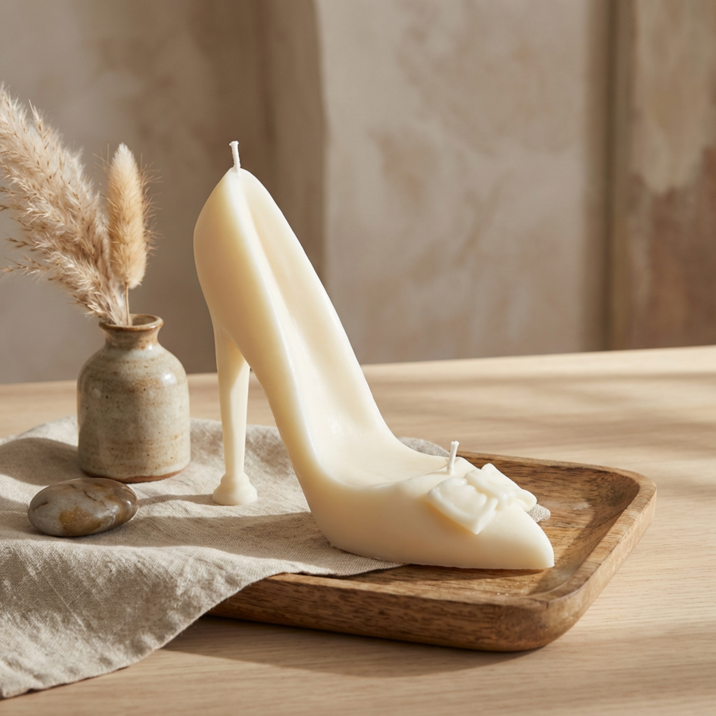 High Heel Decorative Candle - Gift for Her soy wax candle — lit candle