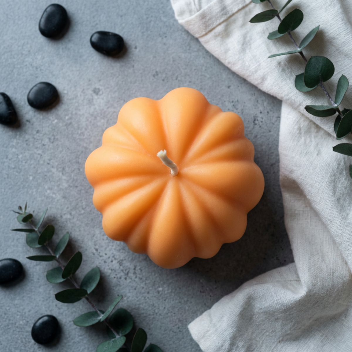 Pumpkin Candle Orange soy wax candle — detail view