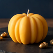 Pumpkin Candle Orange soy wax candle — lit candle