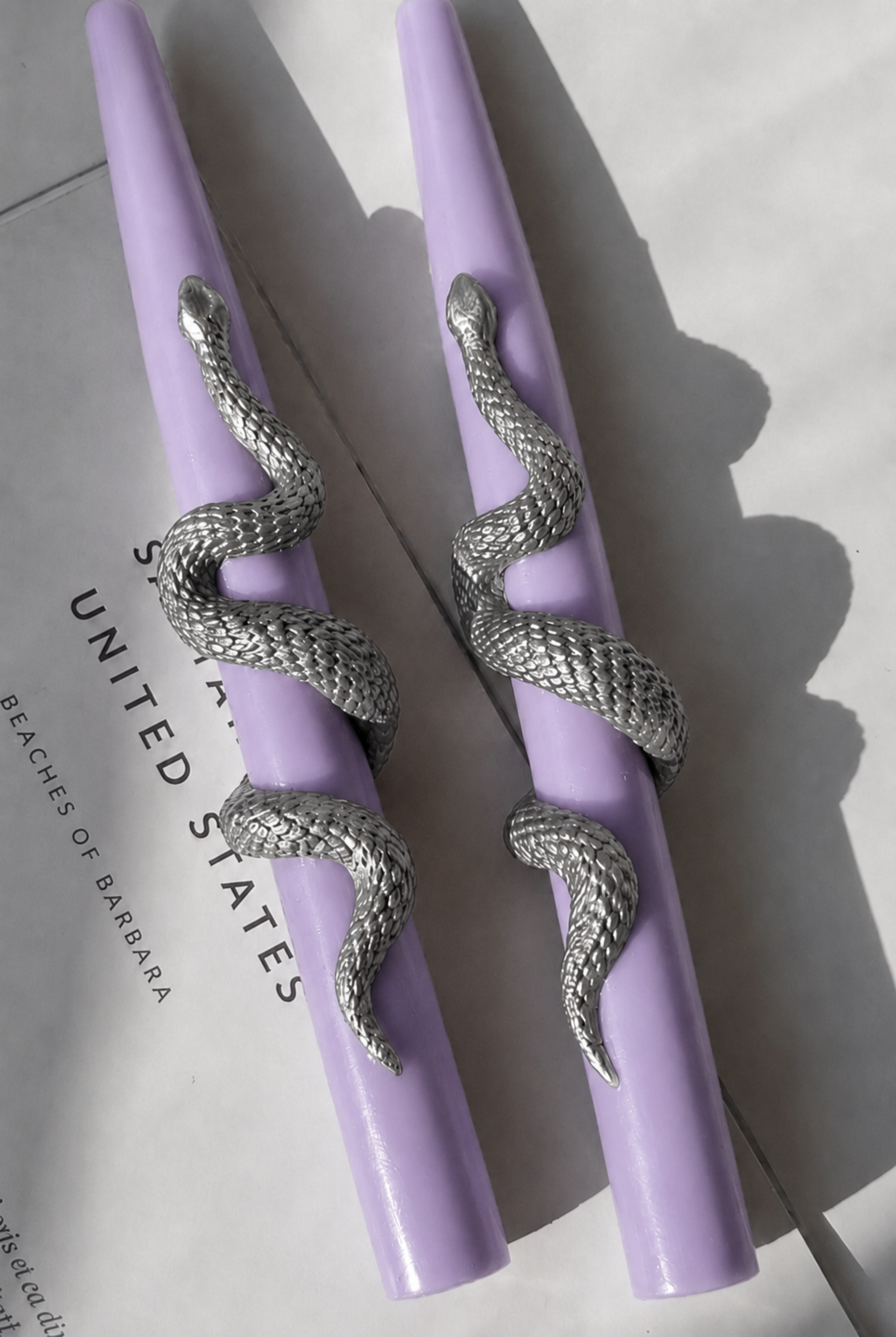Snake Taper Candle, Sculptural Dinner Candles, Luxury Tab soy wax candle — close-up detail