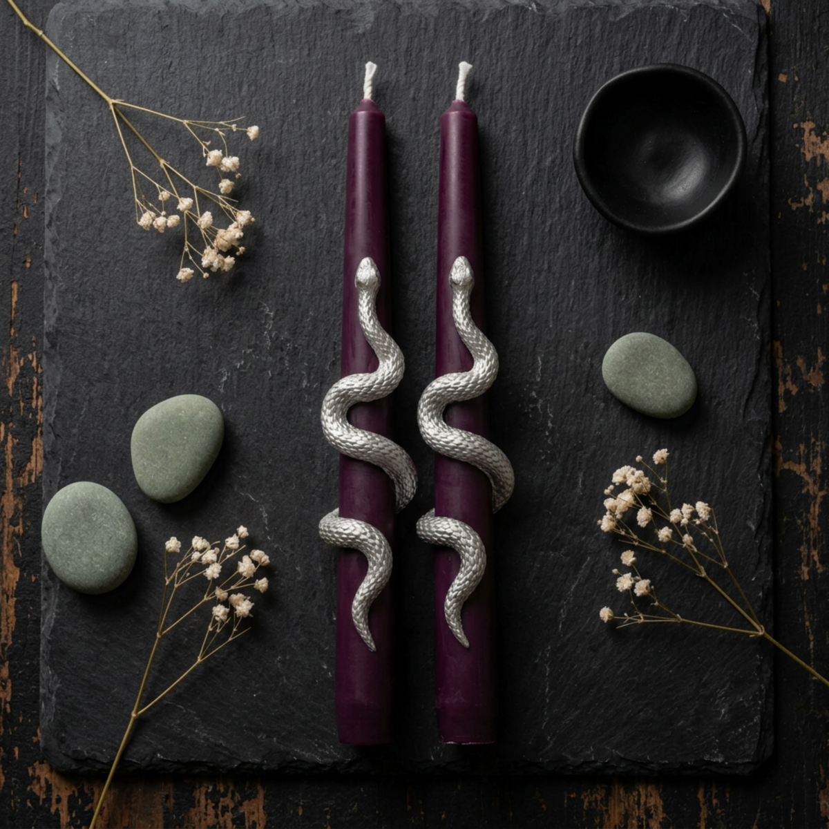 Snake Taper Candle, Sculptural Dinner Candles, Luxury Tab soy wax candle — detail view