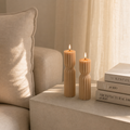 Twisted Soy Wax Pillar Candle – Unscented Handmade Sculptural Ribbed Candle