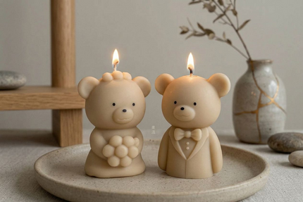 Bear Shaped Soy Wax Candle Favors — Baby Shower & Wedding Gifts, Handmade by Votive Candle Co