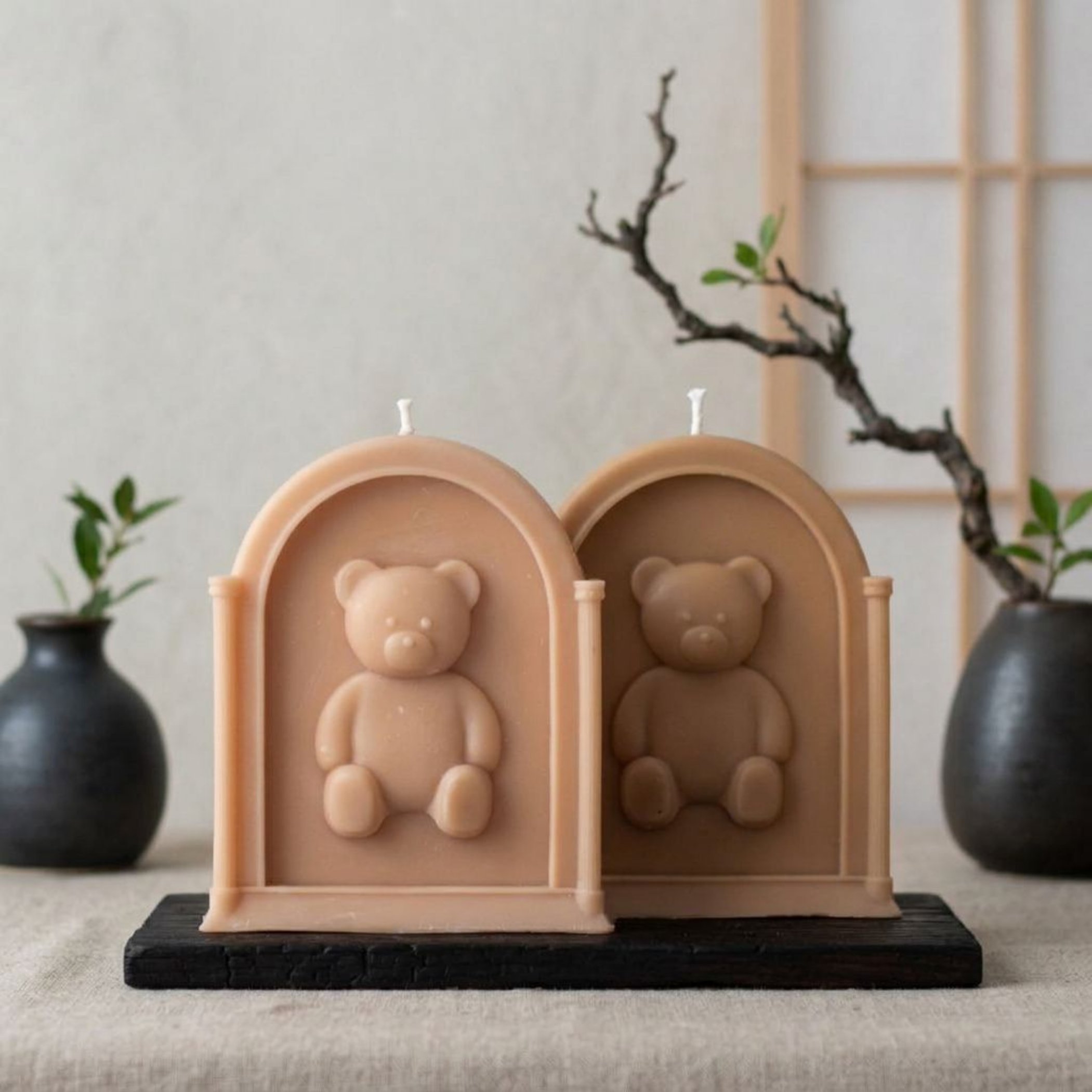 Teddy Bear Sculptural Soy Wax Candle — Vegan Nursery Decor, Baby Shower Gift, Aesthetic Home Decor