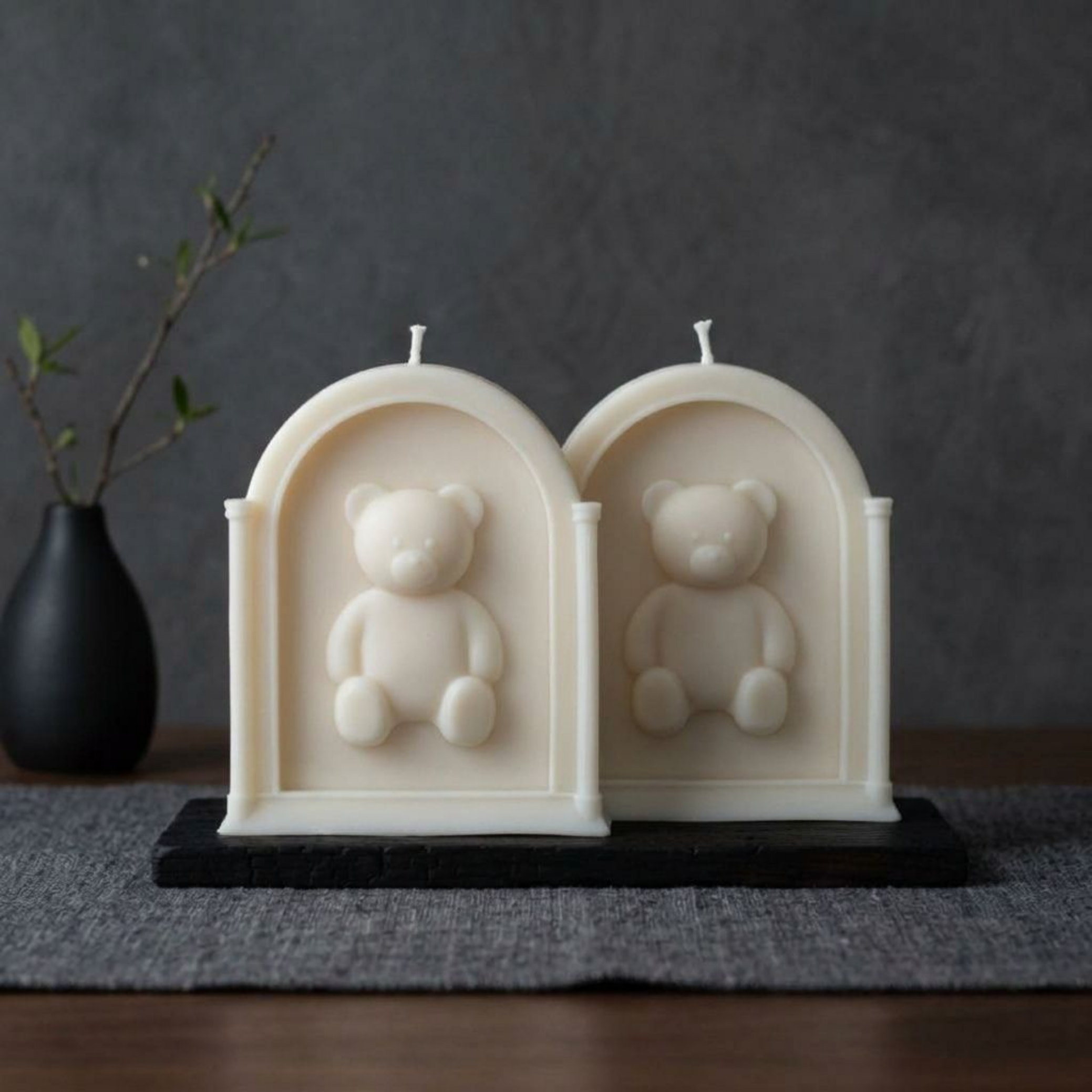 Teddy Bear Sculptural Soy Wax Candle — Vegan Nursery Decor, Baby Shower Gift, Aesthetic Home Decor