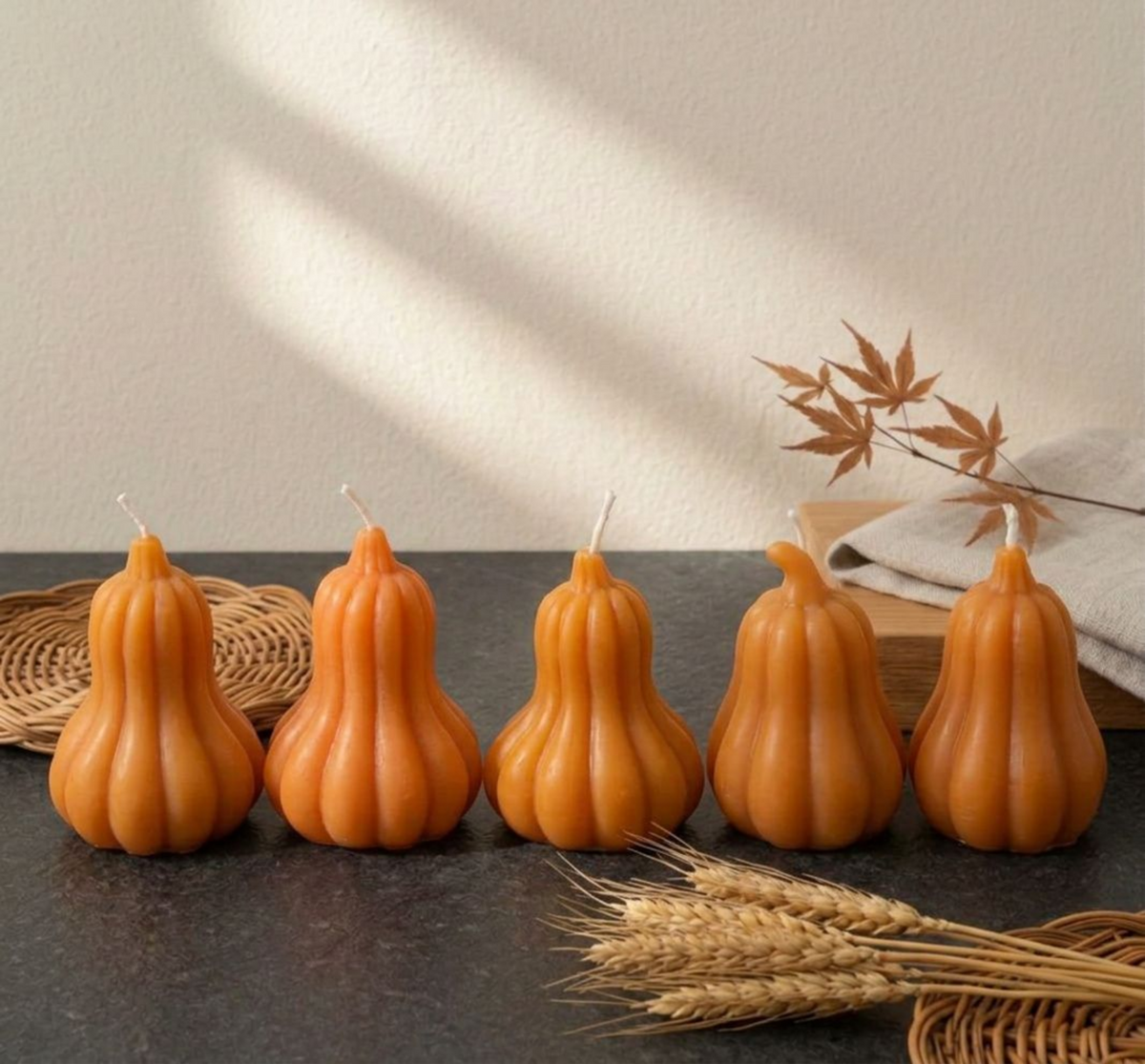 Large Pumpkin Shaped Soy Wax Candle — Sculptural Fall Decor, Thanksgiving & Halloween Centerpiece