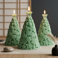 Christmas Tree Soy Wax Candle — Sculptural Starry Festive Decor, Holiday Centerpiece