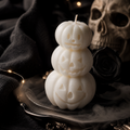 Stacked pumpkin soy wax candle for spooky Halloween table decor