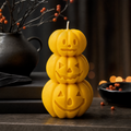 Halloween pumpkin candle for autumn mantel decorations