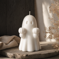 Ghost pumpkin soy wax candle for Halloween decor