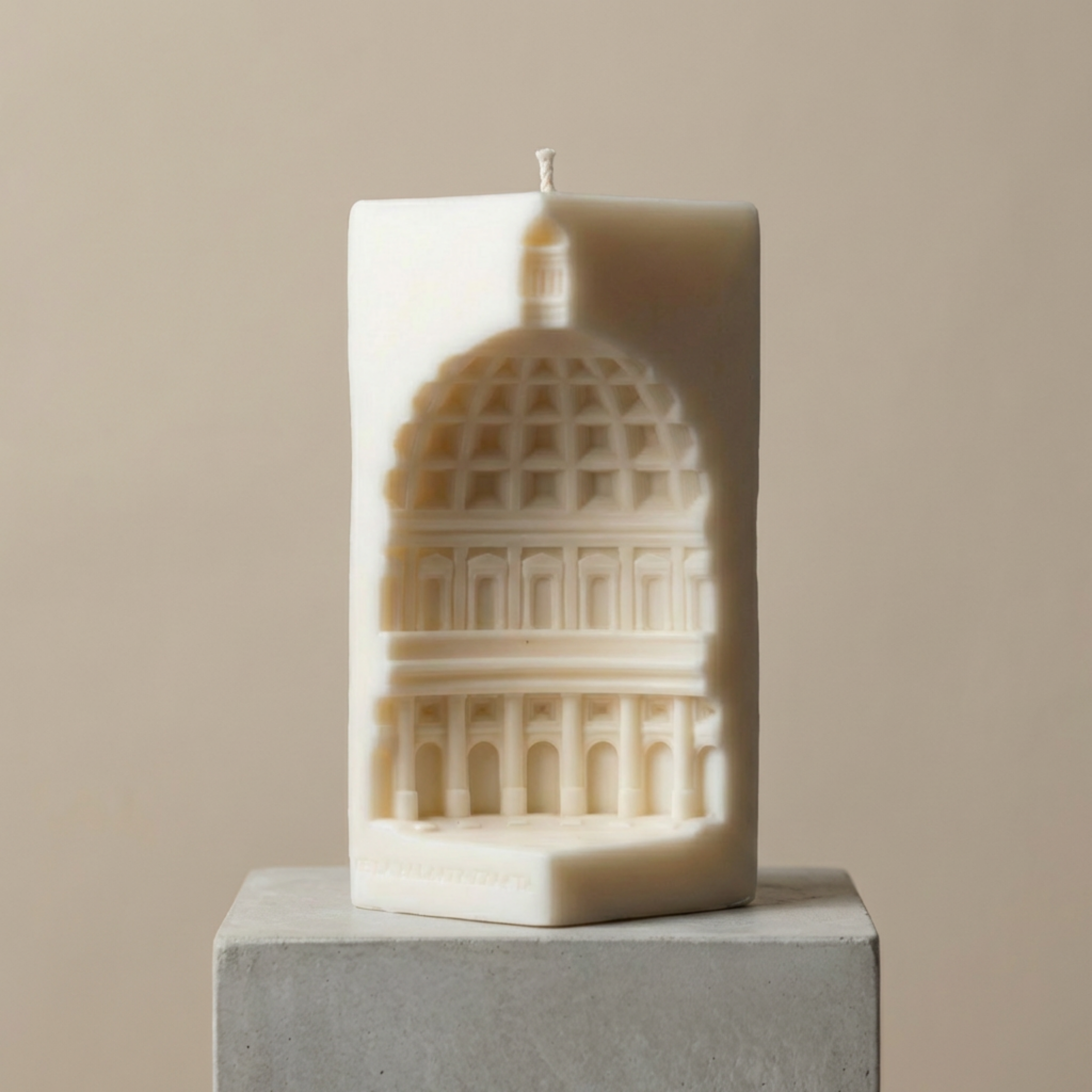 Capitol Architecture Column Sculptural Votive Candle soy wax candle — detail view