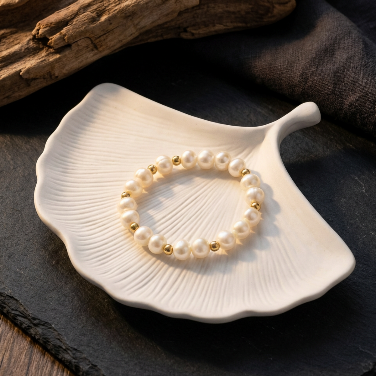 Ginkgo Leaf Tray: Hydro-Stone Ring Trinket Dish -Ceramic Resin Vanity Organizer