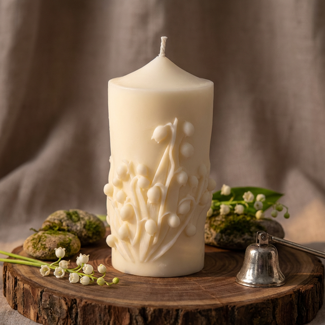 Handmade Flower Pillar Candle soy wax candle