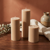 Set of 3 Textured Ribbed Pillar Candles