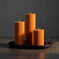 Set of 3 Textured Ribbed Pillar Candles soy wax candle — close-up detail