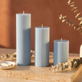 Set of 3 Textured Ribbed Pillar Candles soy wax candle — styled display