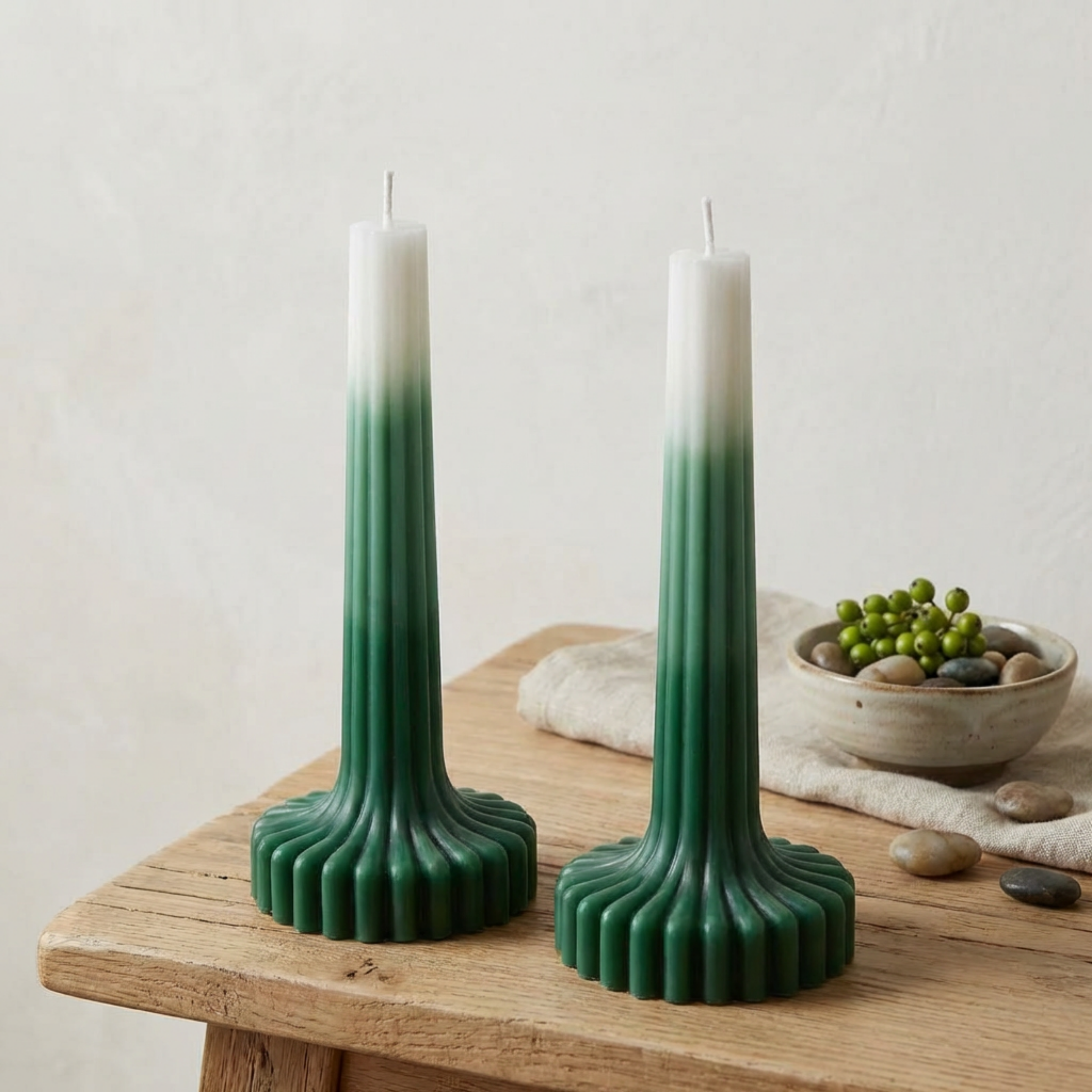 Set of 2 Ombre Large Pillar Candle soy wax candle — side view