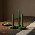 Set of 3 Large Striped Pillar Candle soy wax candle — unlit display