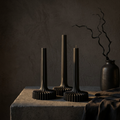 Set of 3 Large Striped Pillar Candle soy wax candle — close-up detail