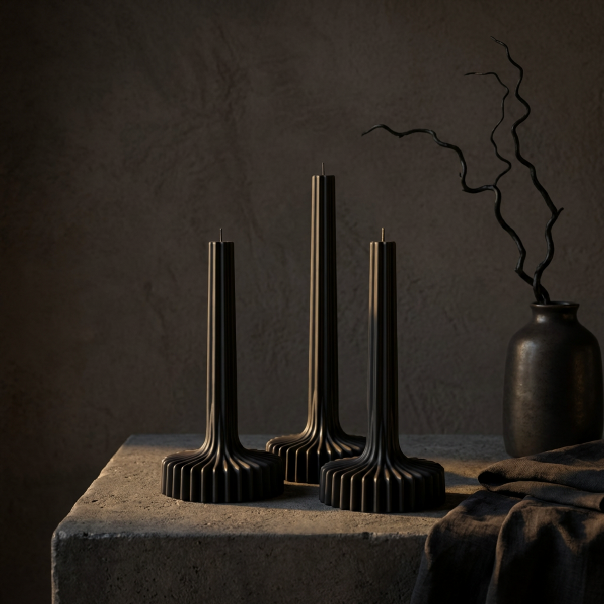 Set of 3 Large Striped Pillar Candle soy wax candle — close-up detail