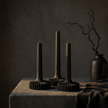 Set of 3 Large Striped Pillar Candle soy wax candle — close-up detail