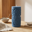 Medium Vintage Lace Pillar Candle soy wax candle — unlit display
