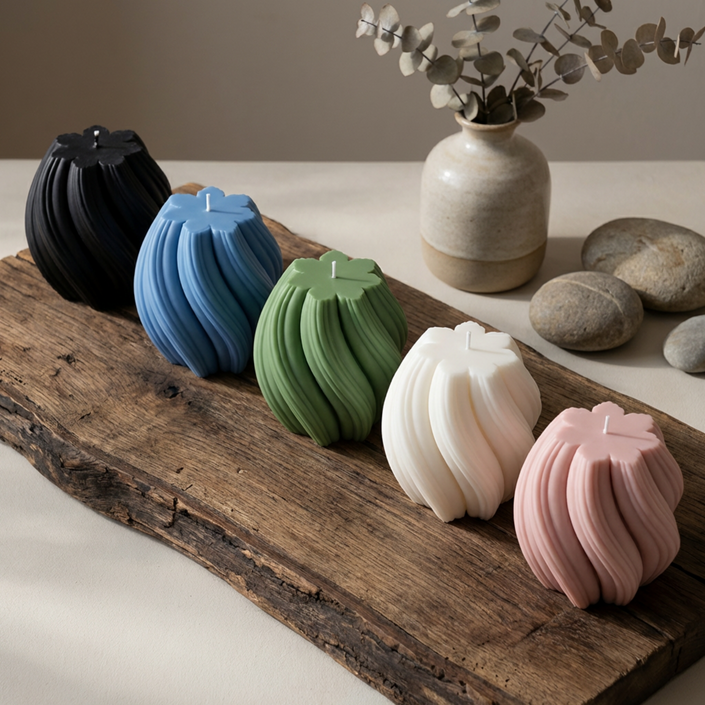 giant-swirl-candle-3lb-sculptural-candle-bold-cozy-ambiance-statement-perfect-gift-for-candle-lovers-gift-for-her-and-him - lit candle