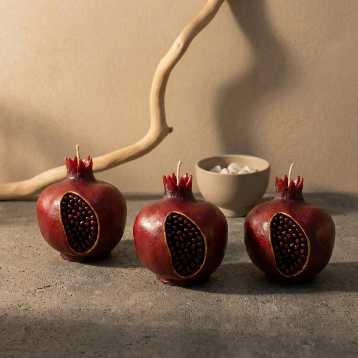 pomegranate-candle-hand-painted-unique-soy-wax-candle-for-home-decor-luxury-gift-holiday-table-centerpiece rephrase - lit candle