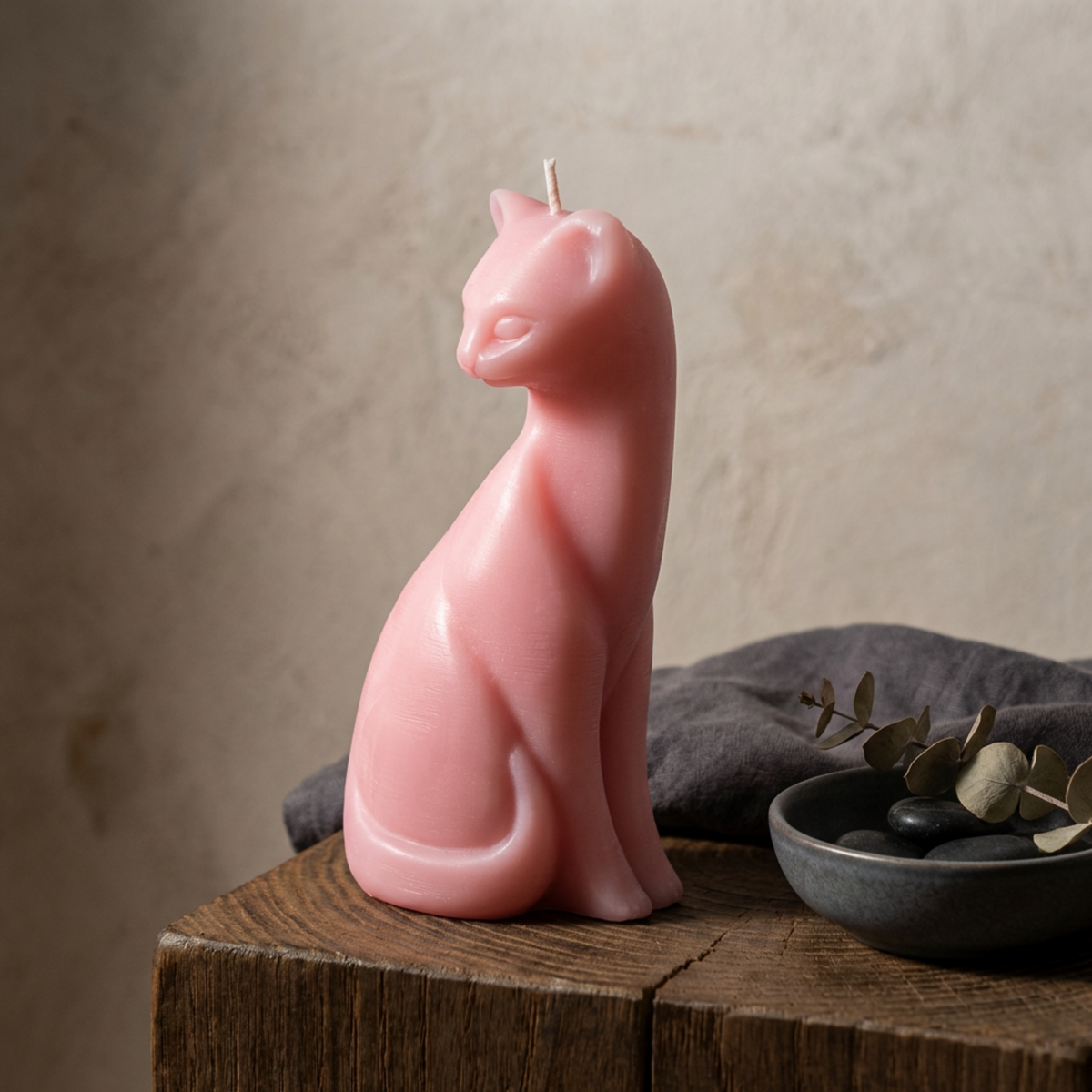 artisan cat candle, cat lover gift, animal candle, sculptural candle, cute feline candle, kitten decor gift, handmade candle gift for her