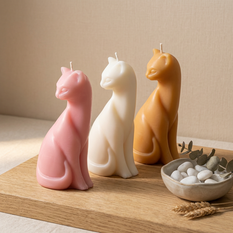 artisan cat candle, cat lover gift, animal candle, sculptural candle, cute feline candle, kitten decor gift, handmade candle gift for her