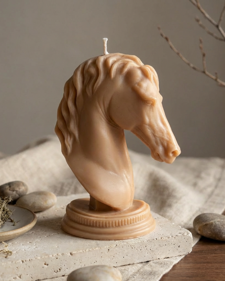 Large Scented Horse Head Sculpture Candle - Handcrafted Decorative Art for Equestrian Enthusiasts