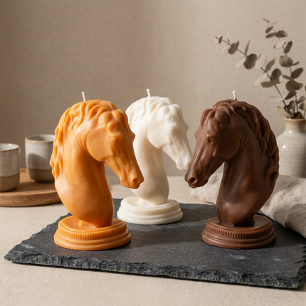 Large Scented Horse Head Sculpture Candle - Handcrafted Decorative Art for Equestrian Enthusiasts