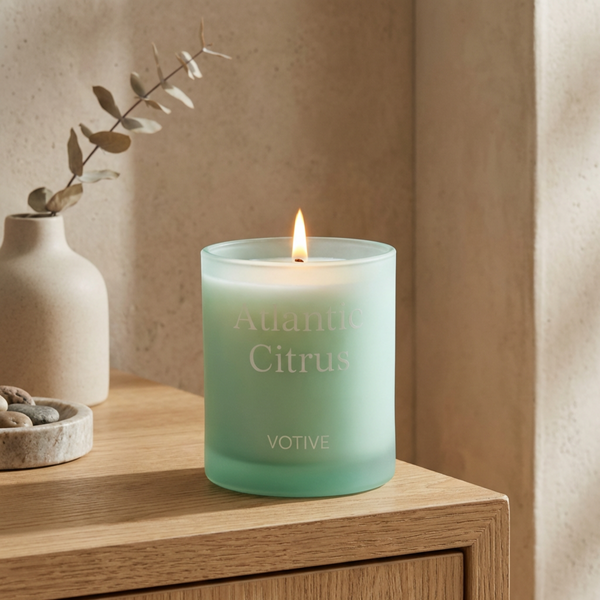 Citrus Lavender Floral Candle – Natural & Non-Toxic soy wax candle — lit candle