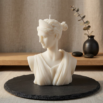 Sculptural Huge Artemis Greek Goddess Bust Candle