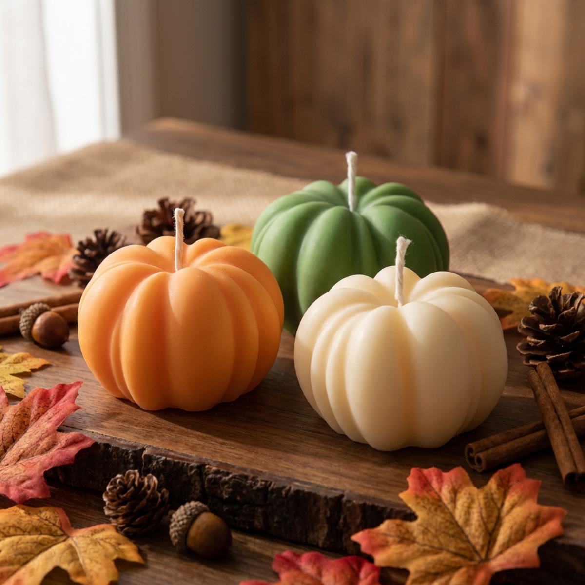Pumpkin Candle Orange soy wax candle — unlit display
