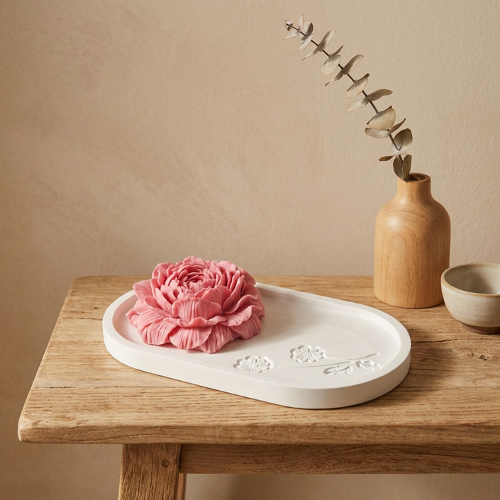 Peony Aroma Stone Diffuser Gift Set, Essential Oil Passive Diffuser, Flower Home Decor, Gift for Mom, Sister, Birthday or Mother's Day